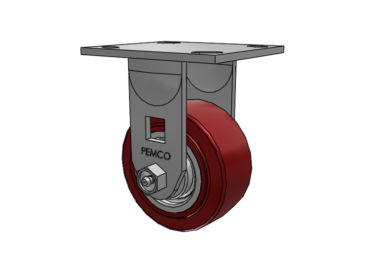 E-line Stainless Steel Rigid Caster with 4 x 2 Thermo-Urethane (Maroon/Grey Wheel