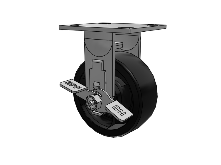 E-line Stainless Steel Rigid Caster with 5 x 2 High-Temp Nylon Wheel and Tread Lock Brake