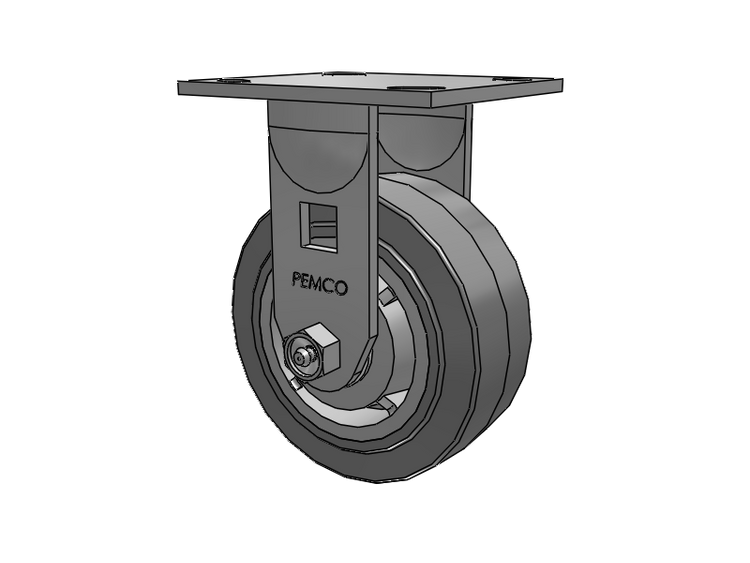 E-line Stainless Steel Rigid Caster with 5 x 2 Thermo-Rubber (Flat) Wheel