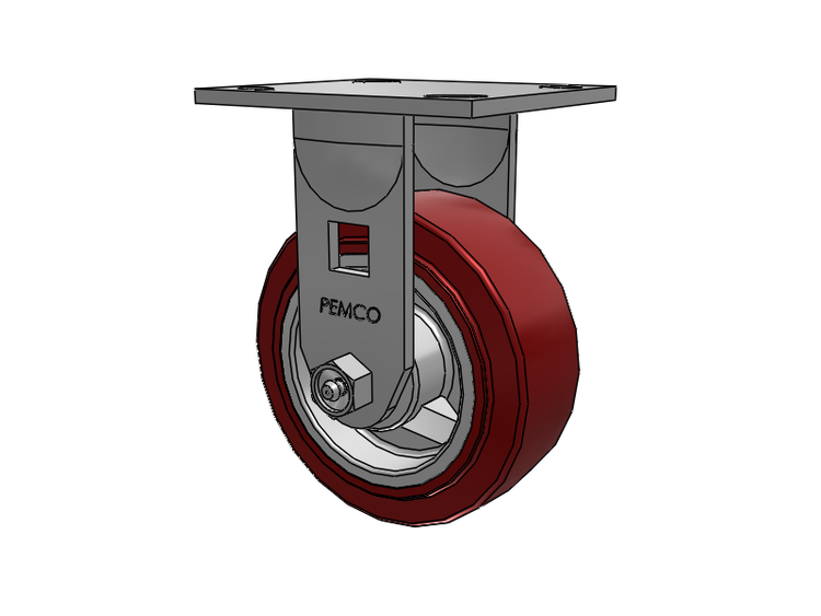 E-line Stainless Steel Rigid Caster with 5 x 2 Thermo-Urethane (Maroon/Grey Wheel