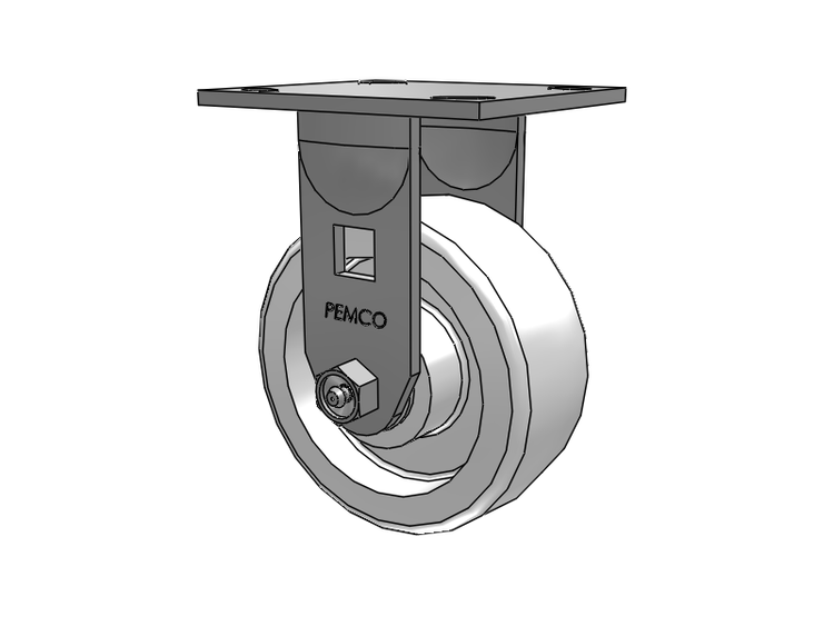 E-line Stainless Steel Rigid Caster with 5 x 2 White Nylon Wheel