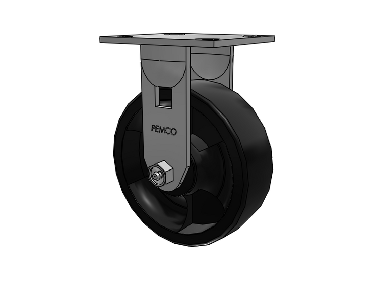 E-line Stainless Steel Rigid Caster with 6 x 2 High-Temp Nylon Wheel
