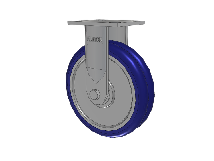 18 Series Top Plate Rigid Caster with 8 x 2 Blue Tread on Aluminum Core EY - Swivel-EAZ (Crown) Wheel