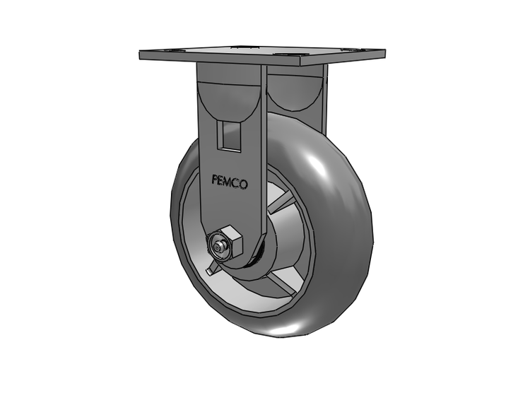 E-line Stainless Steel Rigid Caster with 6 x 2 Thermo-Rubber (Donut) Wheel