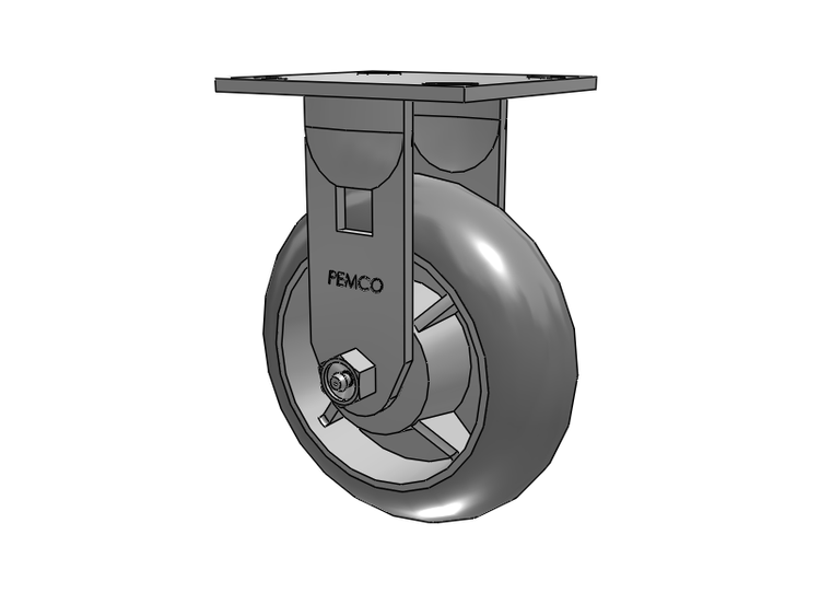 E-line Stainless Steel Rigid Caster with 6 x 2 Thermo-Rubber (Donut) Wheel