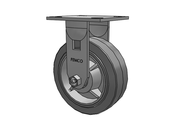 E-line Stainless Steel Rigid Caster with 6 x 2 Thermo-Rubber (Flat) Wheel