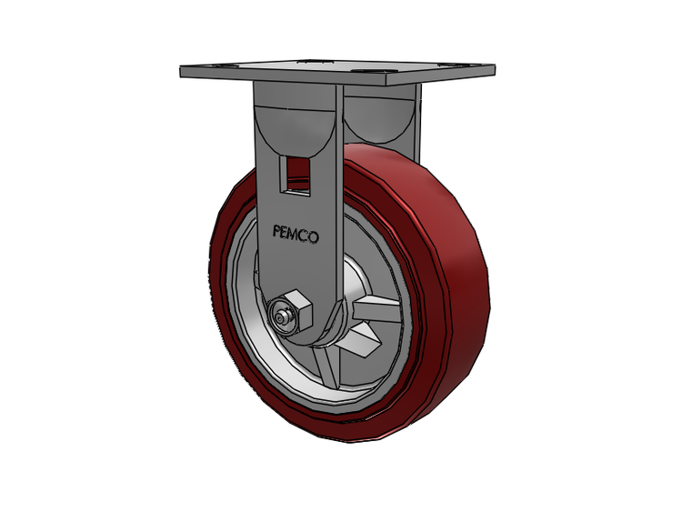 E-line Stainless Steel Rigid Caster with 6 x 2 Thermo-Urethane (Maroon/Grey Wheel