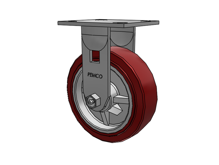 E-line Stainless Steel Rigid Caster with 6 x 2 Thermo-Urethane (Maroon/Grey Wheel