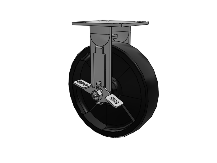 E-line Stainless Steel Rigid Caster with 8 x 2 High-Temp Nylon Wheel and Tread Lock Brake