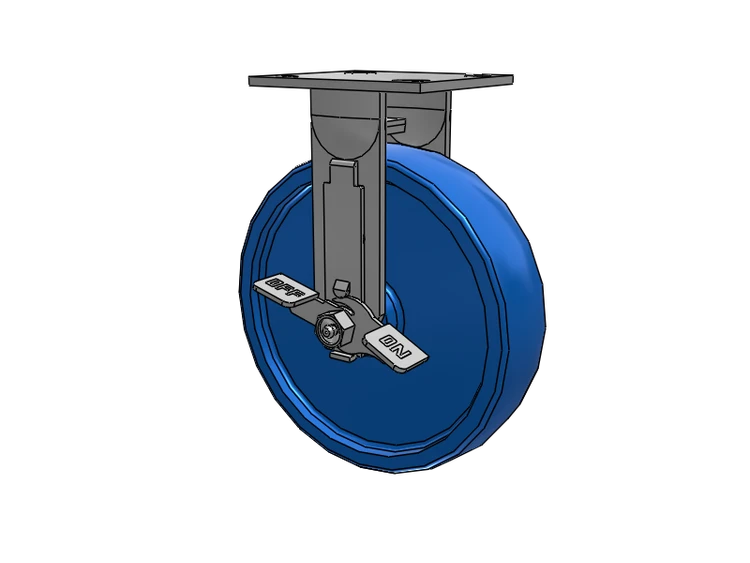 E-line Stainless Steel Rigid Caster with 8 x 2 Solid Polyurethane K Wheel and Tread Lock Brake