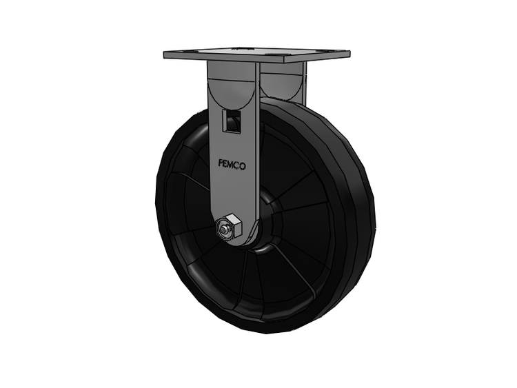 E-line Stainless Steel Rigid Caster with 8 x 2 Maxim Solid Fiberglass/Nylon Wheel