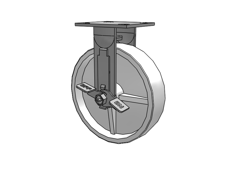 E-line Stainless Steel Rigid Caster with 8 x 2 Retort Hi-Temp Wheel and Tread Lock Brake