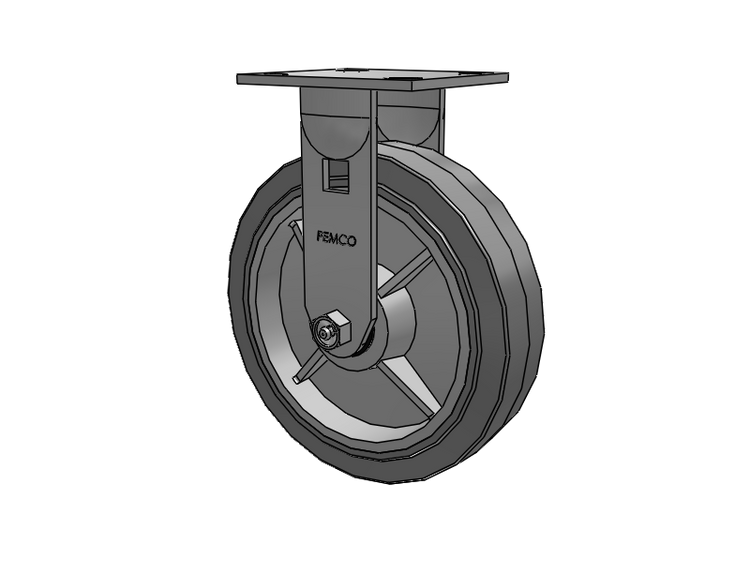 E-line Stainless Steel Rigid Caster with 8 x 2 Thermo-Rubber (Flat) Wheel