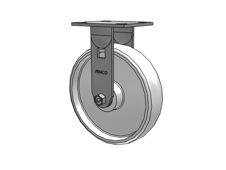 E-line Stainless Steel Rigid Caster with 8 x 2 White Nylon Wheel