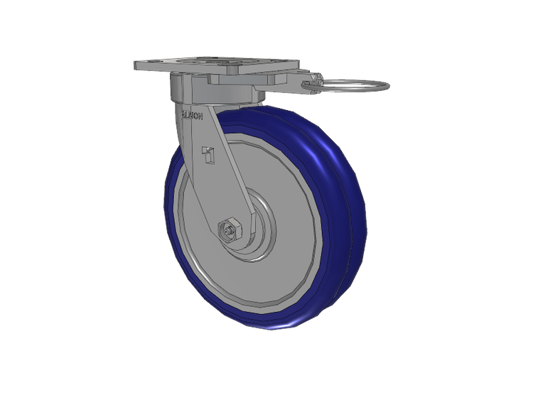 18 Series Top Plate Swivel Caster with 8 x 2 Blue Tread on Aluminum Core EY - Swivel-EAZ (Crown) Wheel