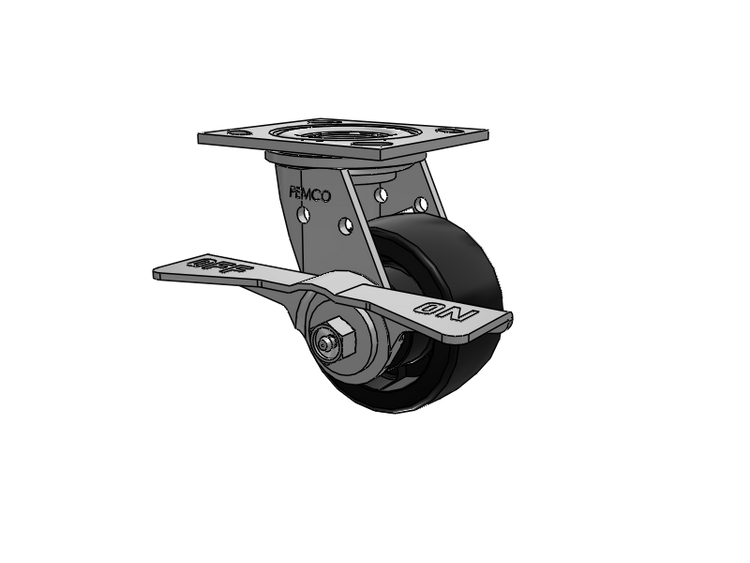 E-line Stainless Steel Swivel Caster with 4 x 2 High-Temp Nylon Wheel and 7 in Cam Brake