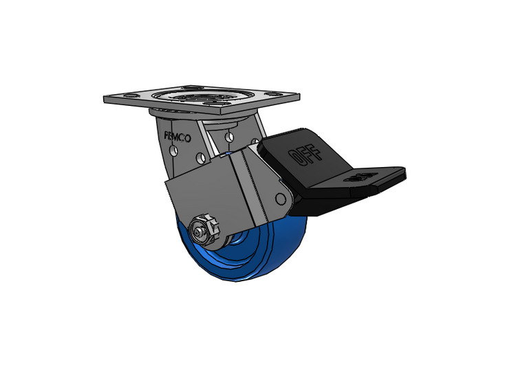 E-line Stainless Steel Swivel Caster with 4 x 2 Solid Polyurethane K Wheel and Wheel Face Brake