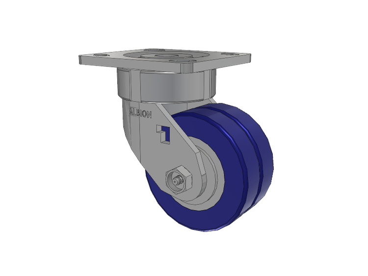 18 Series Top Plate Swivel Caster with 4 x 2 Blue Tread on Aluminum Core EZ - Swivel-EAZ (Flat) Wheel