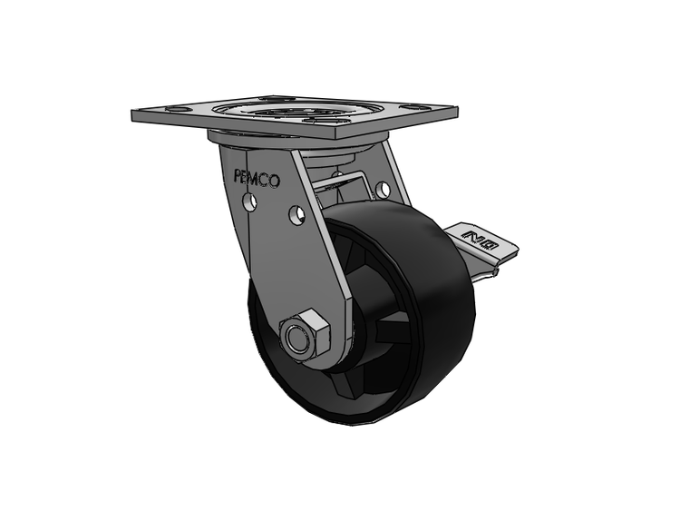 E-line Stainless Steel Swivel Caster with 4 x 2 Polypropylene HD Wheel and Tread Lock Brake