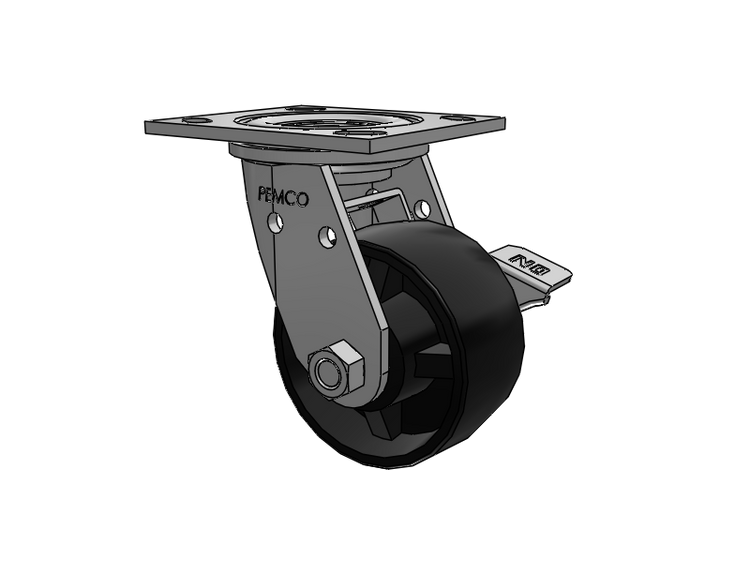 E-line Stainless Steel Swivel Caster with 4 x 2 Polypropylene HD Wheel and Tread Lock Brake