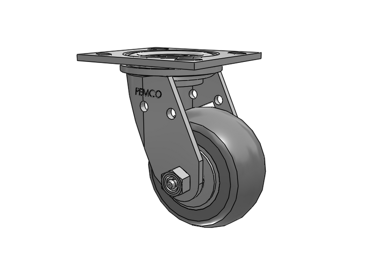 E-line Stainless Steel Swivel Caster with 4 x 2 Thermo-Rubber (Donut) Wheel