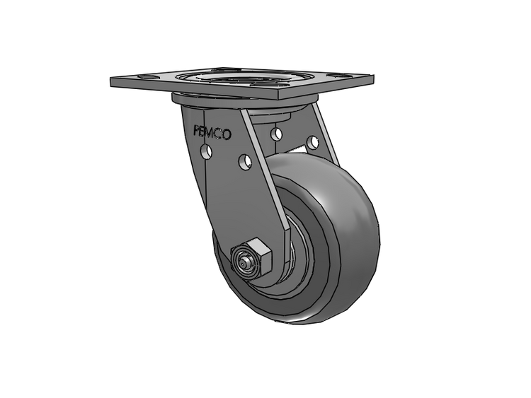 E-line Stainless Steel Swivel Caster with 4 x 2 Thermo-Rubber (Donut) Wheel