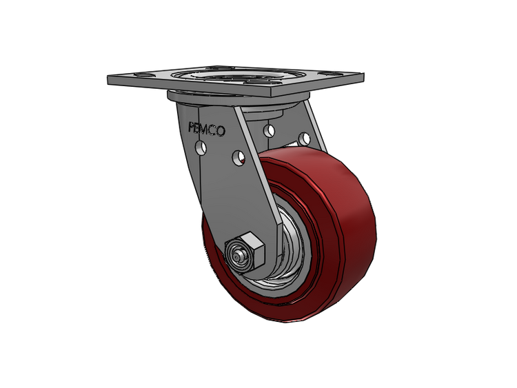 E-line Stainless Steel Swivel Caster with 4 x 2 Thermo-Urethane (Maroon/Grey Wheel