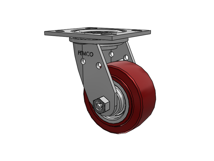 E-line Stainless Steel Swivel Caster with 4 x 2 Thermo-Urethane (Maroon/Grey Wheel
