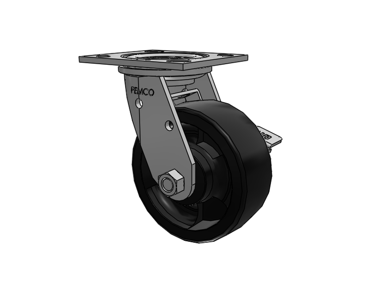 E-line Stainless Steel Swivel Caster with 5 x 2 High-Temp Nylon Wheel and Tread Lock Brake