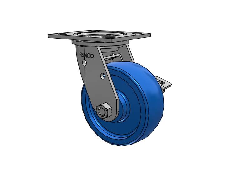 E-line Stainless Steel Swivel Caster with 5 x 2 Solid Polyurethane K Wheel and Tread Lock Brake