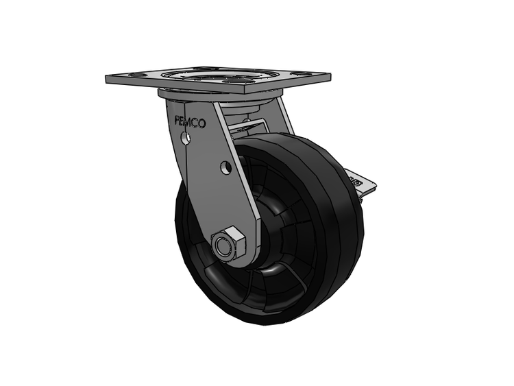 E-line Stainless Steel Swivel Caster with 5 x 2 Maxim Solid Fiberglass/Nylon Wheel and Tread Lock Brake