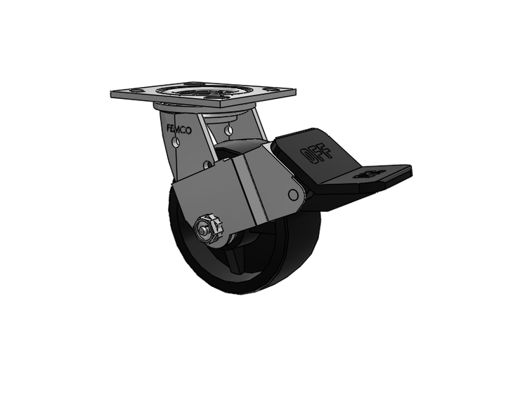E-line Stainless Steel Swivel Caster with 5 x 2 Polypropylene HD Wheel and Wheel Face Brake