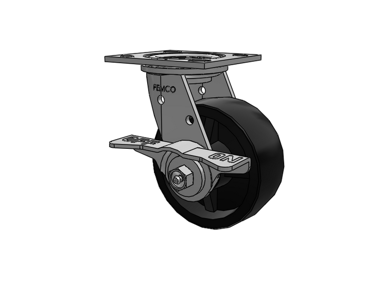 E-line Stainless Steel Swivel Caster with 5 x 2 Polypropylene HD Wheel and 5 Inch Cam Brake