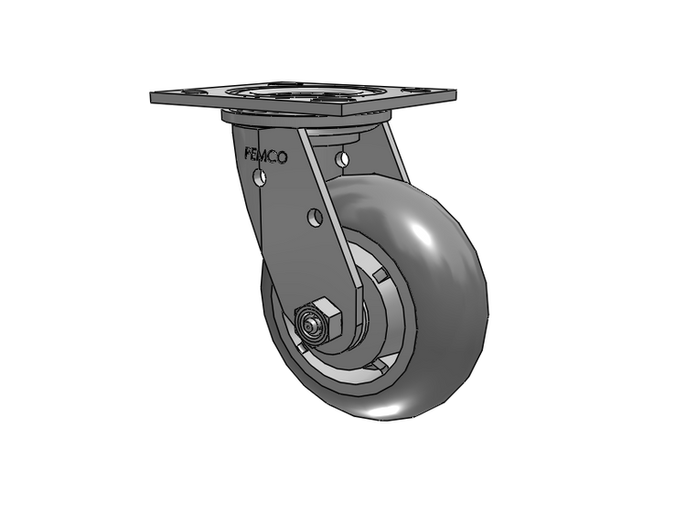E-line Stainless Steel Swivel Caster with 5 x 2 Thermo-Rubber (Donut) Wheel