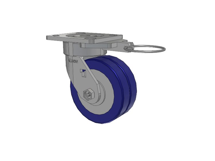 18 Series Top Plate Swivel Caster with 5 x 2 Blue Tread on Aluminum Core EZ - Swivel-EAZ (Flat) Wheel