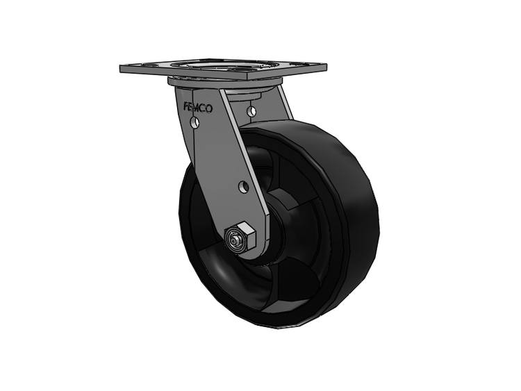 E-line Stainless Steel Swivel Caster with 6 x 2 High-Temp Nylon Wheel