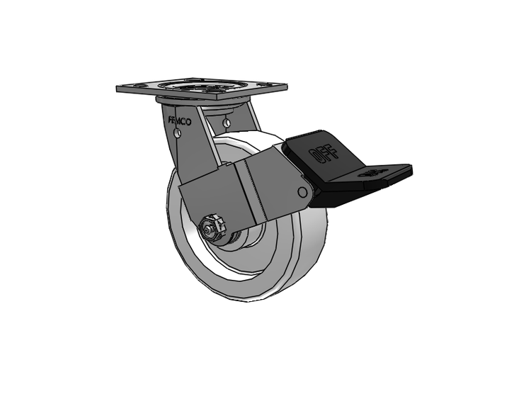 E-line Stainless Steel Swivel Caster with 6 x 2 White Nylon Wheel and Wheel Face Brake
