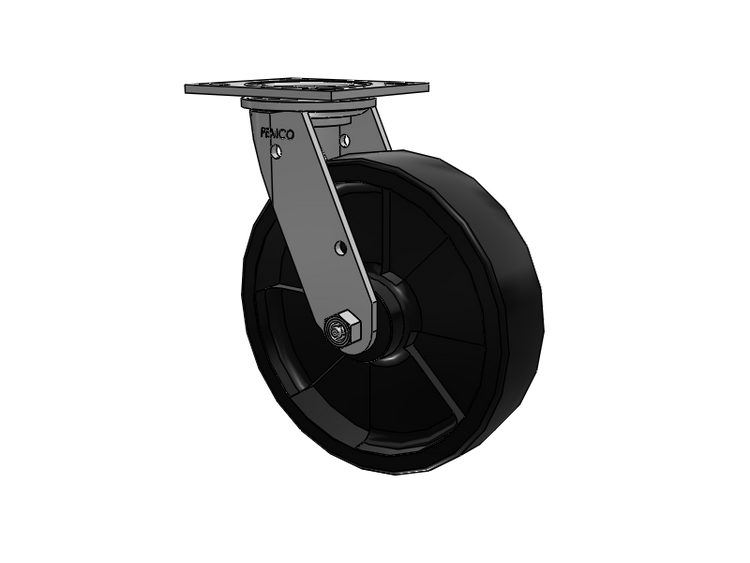 E-line Stainless Steel Swivel Caster with 8 x 2 High-Temp Nylon Wheel