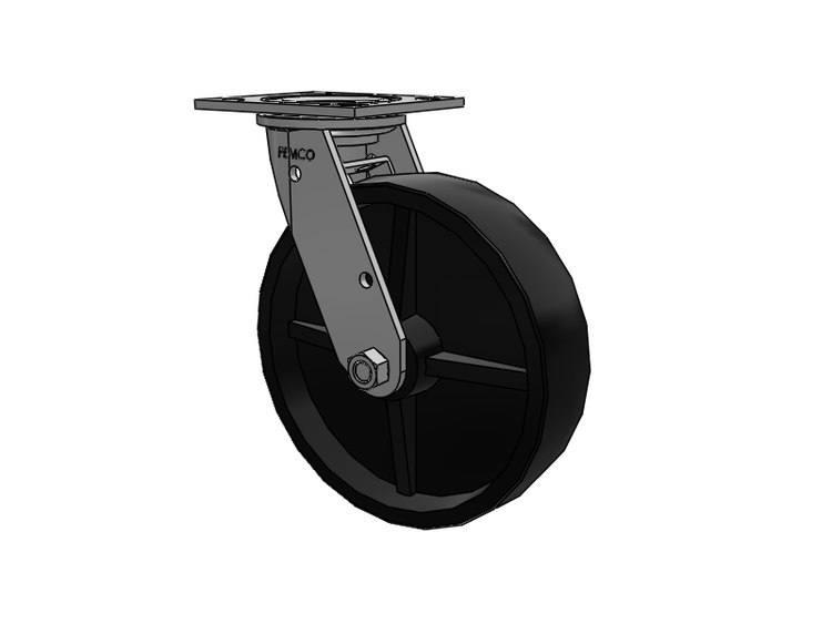 E-line Stainless Steel Swivel Caster with 8 x 2 Polypropylene HD Wheel and Tread Lock Brake