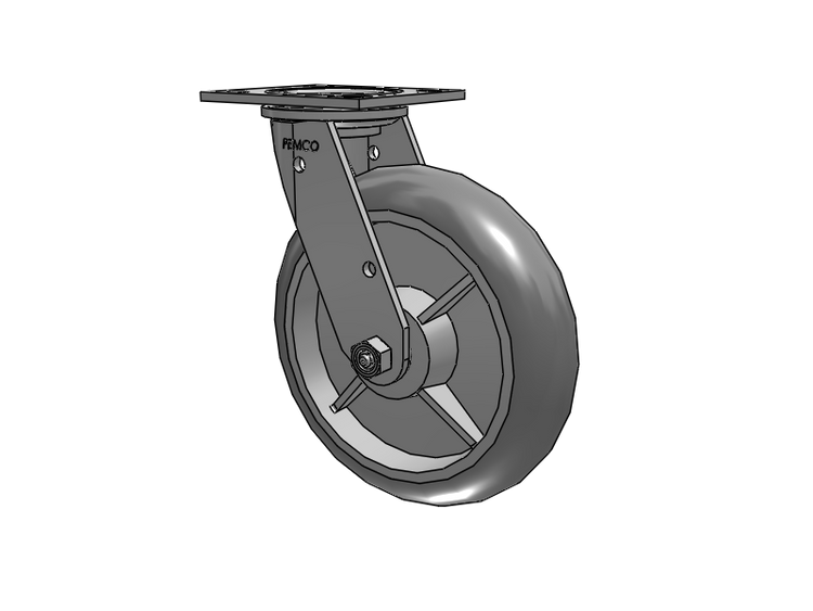 E-line Stainless Steel Swivel Caster with 8 x 2 Thermo-Rubber (Donut) Wheel