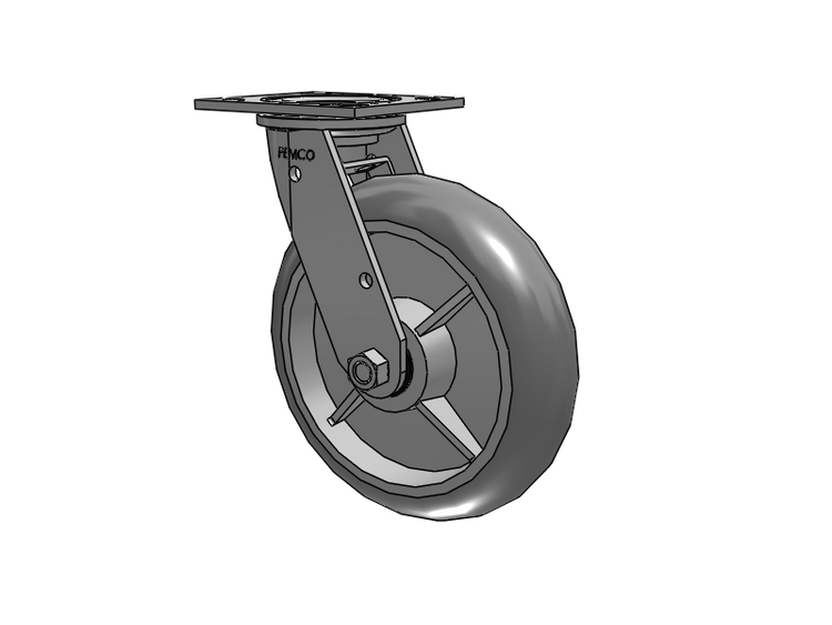 E-line Stainless Steel Swivel Caster with 8 x 2 Thermo-Rubber (Donut) Wheel and Tread Lock Brake