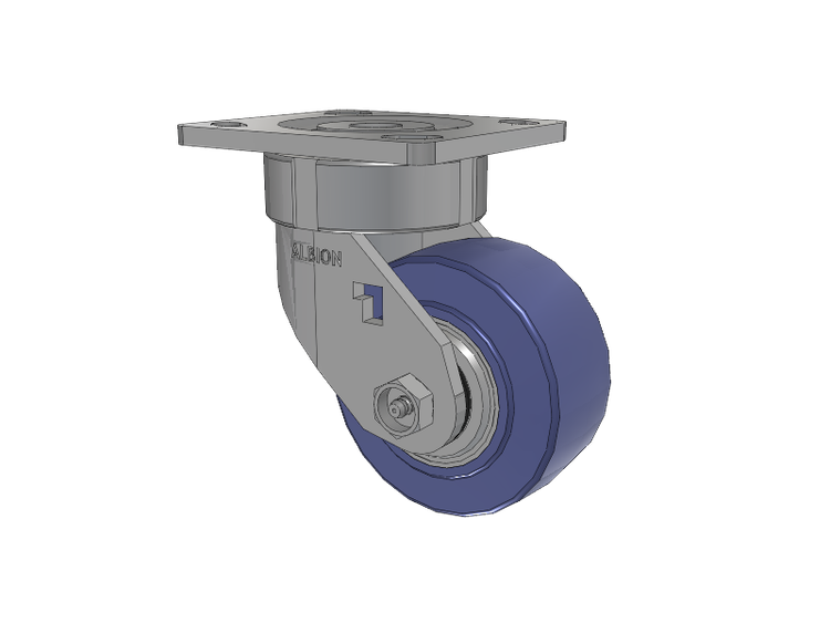 18 Series Top Plate Swivel Caster with 4 x 2 Blue HF - HydroTech (Flat) Wheel