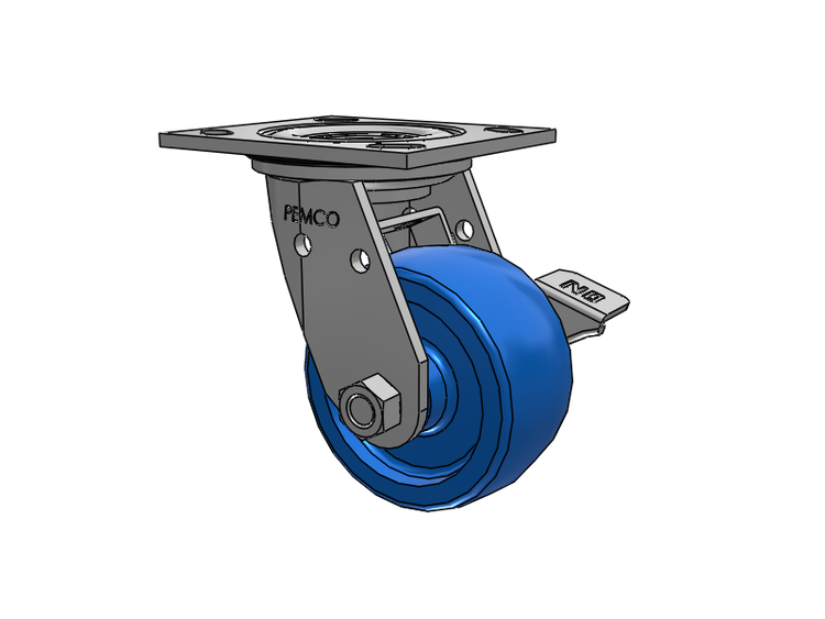 E-line Stainless Steel Sealed Swivel Caster with 4 x 2 Solid Polyurethane K Wheel and Tread Lock Brake