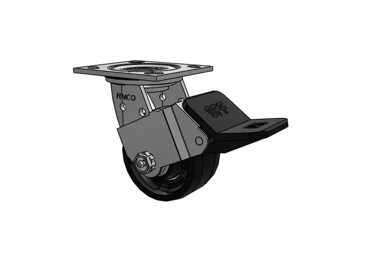 E-line Stainless Steel Sealed Swivel Caster with 4 x 2 Maxim Solid Fiberglass/Nylon Wheel and Wheel Face Brake