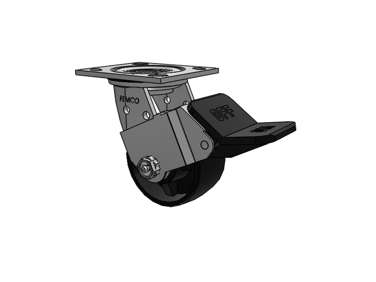 E-line Stainless Steel Sealed Swivel Caster with 4 x 2 Polypropylene HD Wheel and Wheel Face Brake