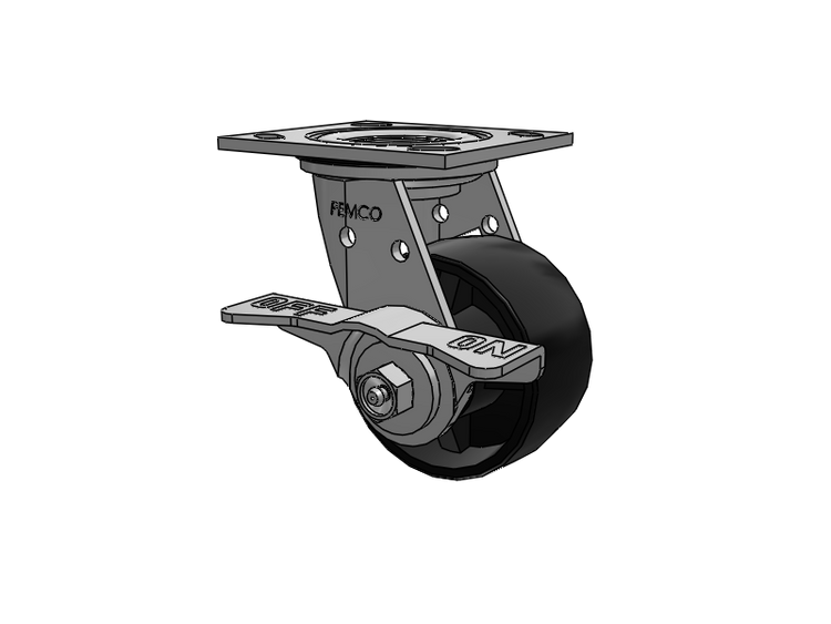 E-line Stainless Steel Sealed Swivel Caster with 4 x 2 Polypropylene HD Wheel and 5 Inch Cam Brake
