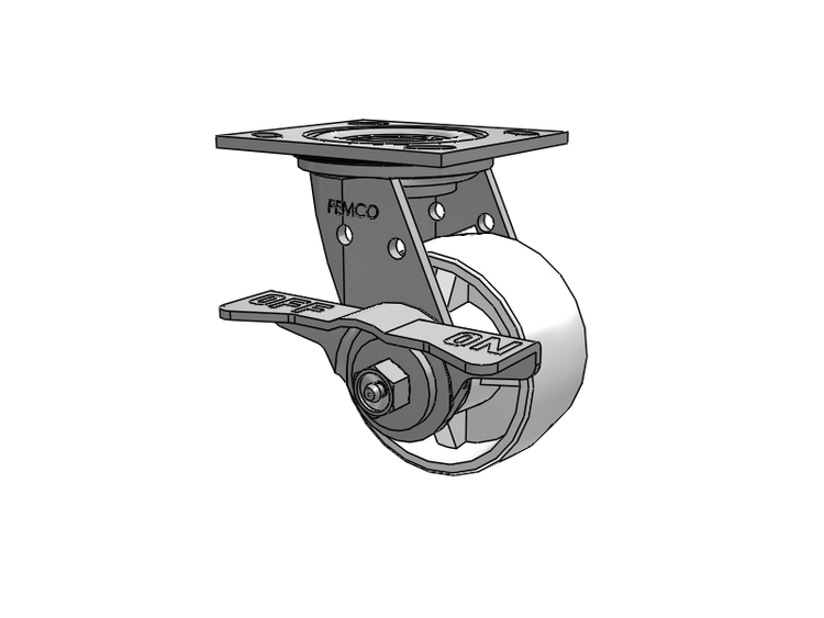E-line Stainless Steel Sealed Swivel Caster with 4 x 2 Retort Hi-Temp Wheel and 5 Inch Cam Brake