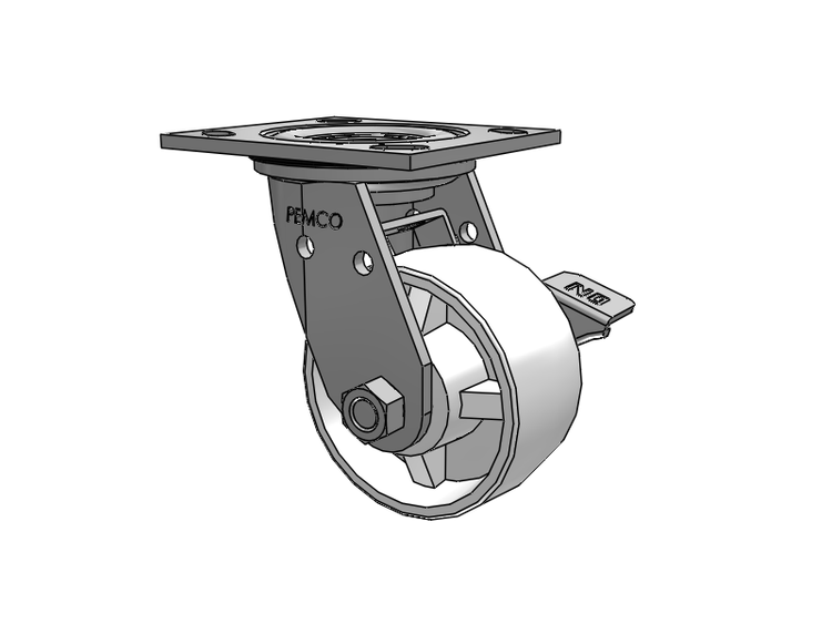 E-line Stainless Steel Sealed Swivel Caster with 4 x 2 Retort Hi-Temp Wheel and Tread Lock Brake