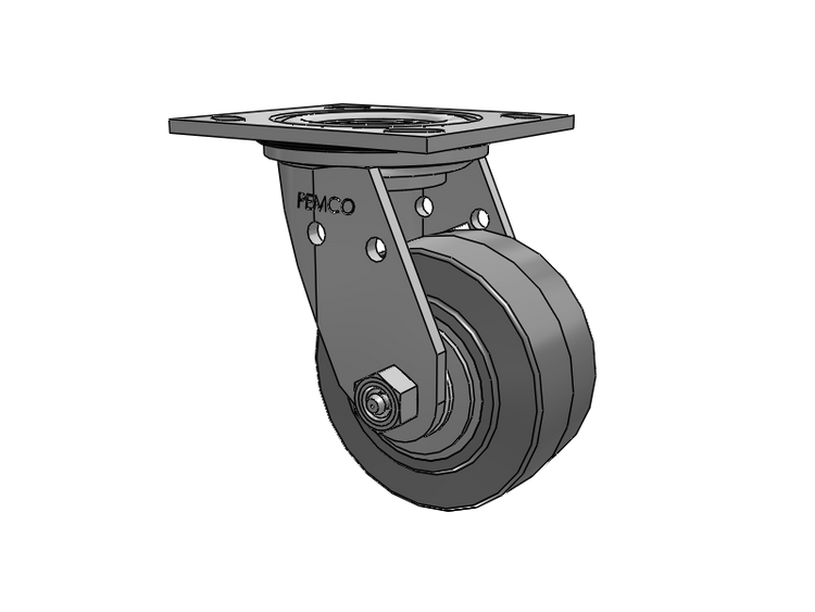 E-line Stainless Steel Sealed Swivel Caster with 4 x 2 Thermo-Rubber (Flat) Wheel