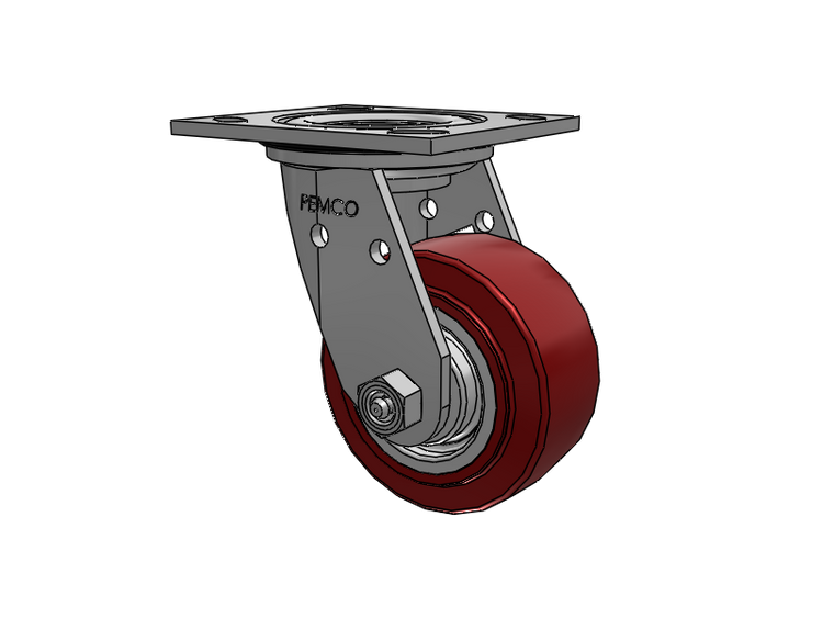 E-line Stainless Steel Sealed Swivel Caster with 4 x 2 Thermo-Urethane (Maroon/Grey Wheel